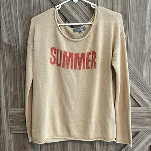 Marled ‘Summer’ Light Tan Knit Top Sweater Slighly Oversized Long Sleeved